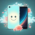 A whimsical and thought-provoking illustration of an iPhone personified, with a glowing, ethereal aura symbolizing a "soul." The iPhone should have gentle, expressive features, like eyes that convey emotion and a warm smile, set against a backdrop of dreamy, surreal elements that suggest a connection to humanity. In contrast, depict a Google Pixel phone as a sleek, cold, and mechanical entity, surrounded by floating spreadsheets and data streams, emphasizing its data-driven nature. The scene should balance a vibrant color palette with soft lighting, evoking a sense of wonder and contemplation about technology and its impact on our lives. Add subtle details like gears and wires in the background to enhance the contrast between human warmth and digital coldness.