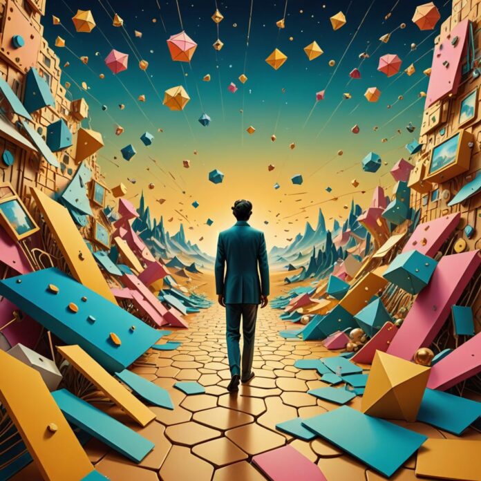 A surreal and whimsical representation of the concept of digital hoarding, featuring a vast Pinterest-inspired landscape overflowing with colorful pins, boards, and digital artifacts. The scene showcases a person caught in a whimsical whirlwind of ideas and visuals, with their soul represented as a glowing, ethereal figure being gently tugged away by a playful, mischievous creature made of pixelated elements. The background is filled with neon colors and futuristic elements, symbolizing the fusion of technology and creativity. The overall atmosphere blends humor and a touch of melancholy, inviting viewers to reflect on the dual nature of inspiration and distraction in the digital age. Hyper-detailed, with a cinematic quality that captures the essence of the digital revolution.