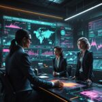 A satirical digital artwork depicting a bustling Silicon Valley boardroom in chaos following the unveiling of RealPix's "Reality Mode." The scene features a group of flustered executives in sharp suits, their expressions a mix of disbelief and panic as they stare at a giant screen displaying the new feature. In the foreground, a stark contrast shows a realistic, diverse depiction of women in various professional settings, breaking the mold of hypersexualization. Neon lights and futuristic technology fill the background, while stock market graphs plummet dramatically on another screen. The atmosphere is tense yet humorous, capturing the absurdity of the situation in a hyper-detailed, vibrant cyberpunk style.