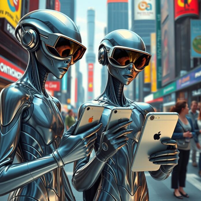 Alien's observing Earth's obsession with Apple products
