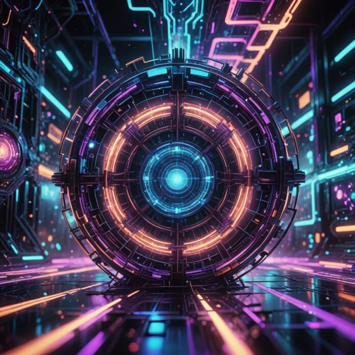 A surreal and imaginative representation of quantum computing, featuring a futuristic quantum computer at its core. The design includes glowing, translucent qubits swirling in superposition, resembling a cosmic dance of particles in a vibrant, neon-lit environment. In the background, traditional computers fade away into obscurity, depicted as ancient relics. The scene is layered with intricate designs that represent quantum mechanics concepts like entanglement and superposition, all under a starry, interstellar sky. The overall color palette should be a mix of deep blues, purples, and bright neon greens, with cinematic lighting that highlights the complexity and elegance of the technology. The composition should feel both futuristic and otherworldly, as if it exists in a parallel universe where quantum computing has transformed reality. Incorporate elements like floating holographic displays showcasing complex calculations, and a sleek, minimalist design that emphasizes the beauty of advanced technology. The artwork should evoke a sense of wonder and curiosity about the future of computing.