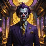 A surreal illustration titled "The Diary of a CEO," featuring a CEO in a sharp, tailored suit, exuding an air of authority but with a whimsical twist—a clown's face, complete with vibrant makeup and a red nose. The CEO wears a flashy gold chain that glimmers against the backdrop of a bustling corporate office, filled with high-tech gadgets and futuristic elements. The scene is infused with a mix of realism and surrealism, showcasing striking contrasts between the serious business environment and the playful, exaggerated features of the clown face. The lighting is dramatic, casting sharp shadows and highlights, emphasizing the peculiar juxtaposition of power and absurdity. The overall aesthetic is hyper-detailed and vivid, capturing the essence of contemporary art trends, perfect for a standout piece on platforms like ArtStation.