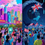 An image showing Singapore training its citizens to prepare for AI displacement vs the West doing nothing