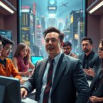 An AI generated image of Elon Musk running DOGE services