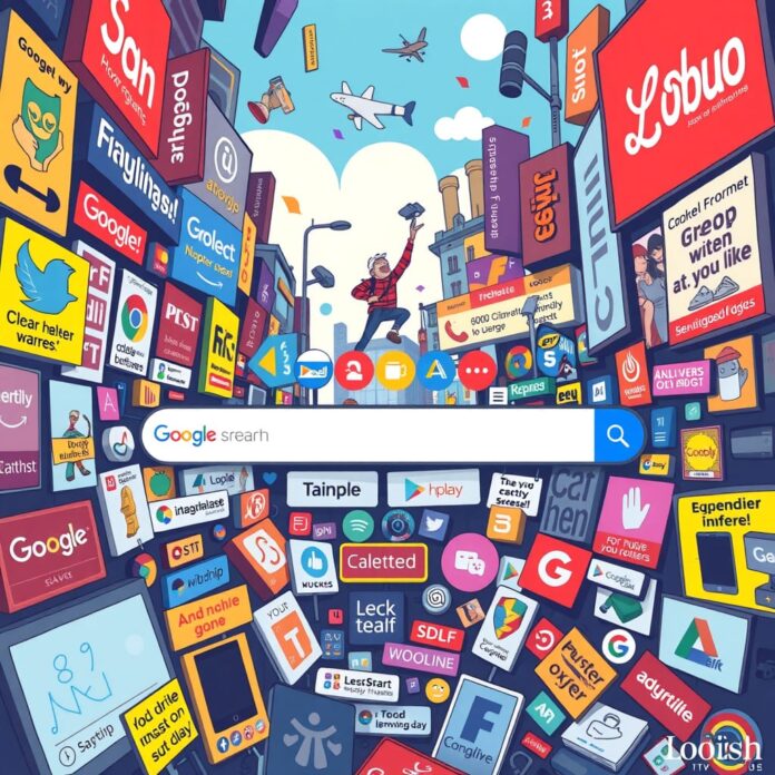 An image showing google search engine filled with Ads.