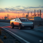 an image showing the Tesla Cybertruck going back to the Tesla Gigafactory after a missed payment