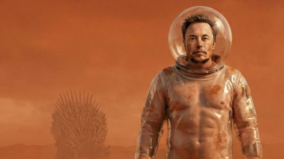 The Tech Emperor in a SpaceX IPO Suit that shows he is naked.
